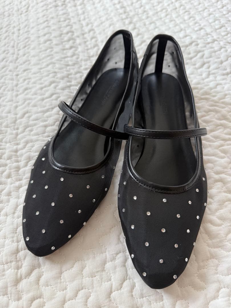 【UNITED ARROWS】メッシュ ビジュー フラットシューズ37h