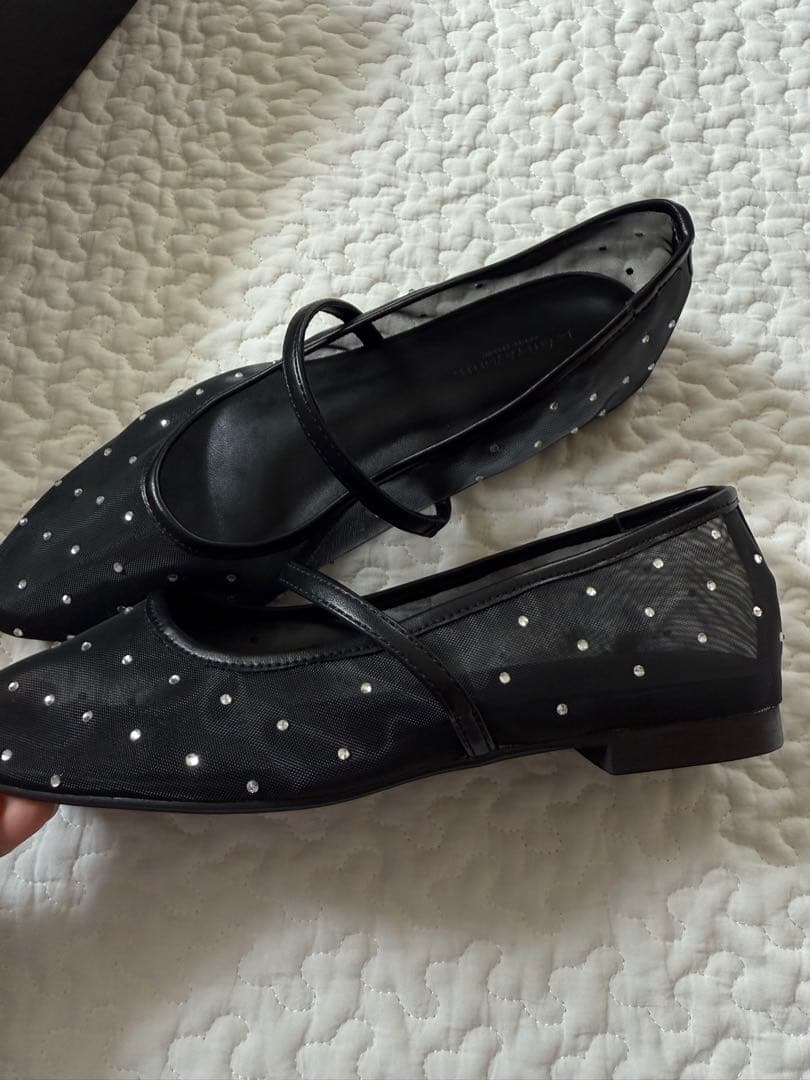 【UNITED ARROWS】メッシュ ビジュー フラットシューズ37h