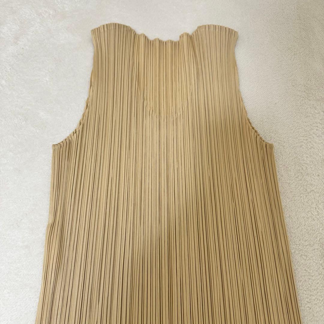 美品✨PLEATS PLEASE プリーツ　ロングワンピース　スリット　ベージュ