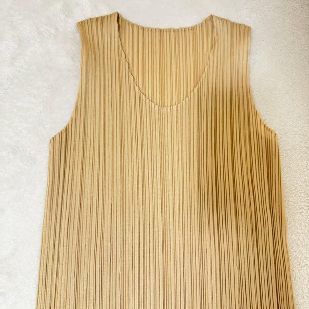 美品✨PLEATS PLEASE プリーツ　ロングワンピース　スリット　ベージュ