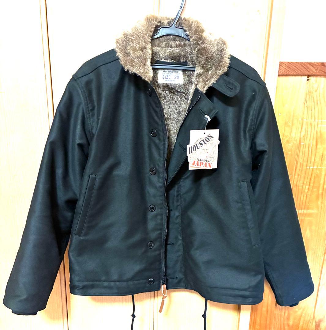 HOUSTON ブラック ミリタリージャケット サイズ36 N1デッキジャケット