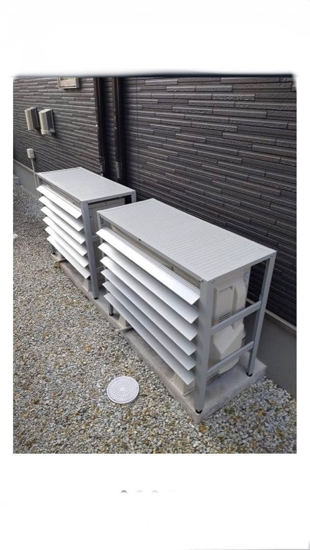 アルミ製 排気ルーバー方向調整 エアコン室外機カバーライトグレーＬサイズ