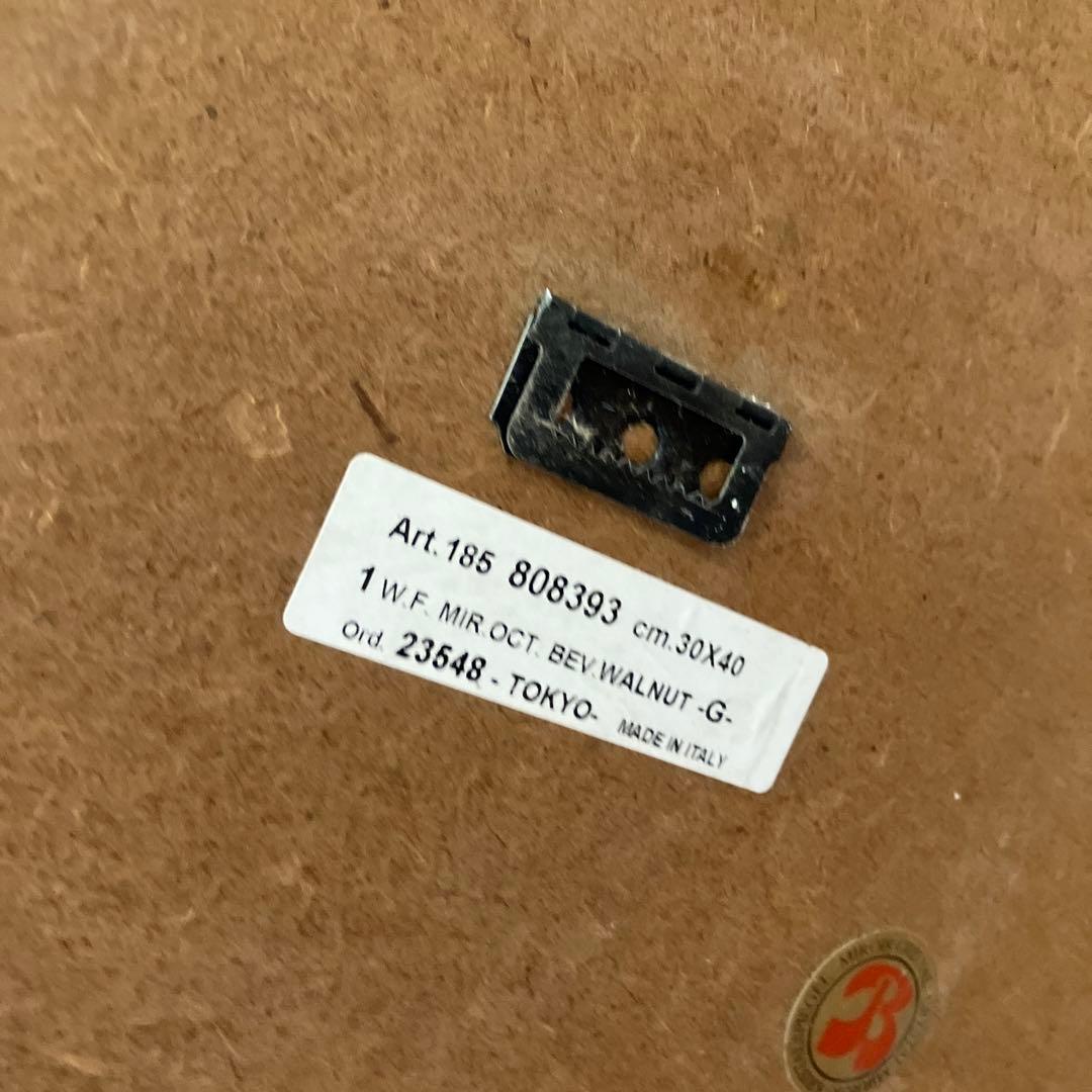 アンティーク 木製フレーム 8角形 イタリア製 壁掛け鏡 ウォールミラー