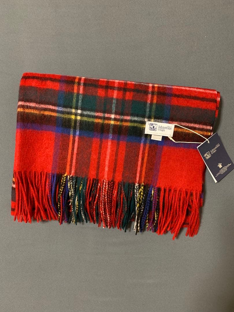 m*u様 ジョンストンズ 大判 ストール カシミヤ ロイヤルスチュワート 赤