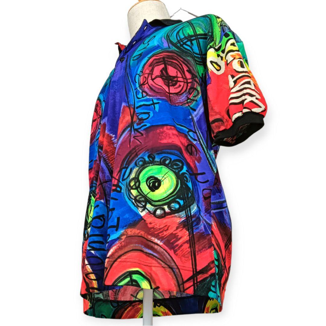 美品 VERSACE ヴェルサーチ 半袖 ポロシャツ 総柄 L 柄シャツ
