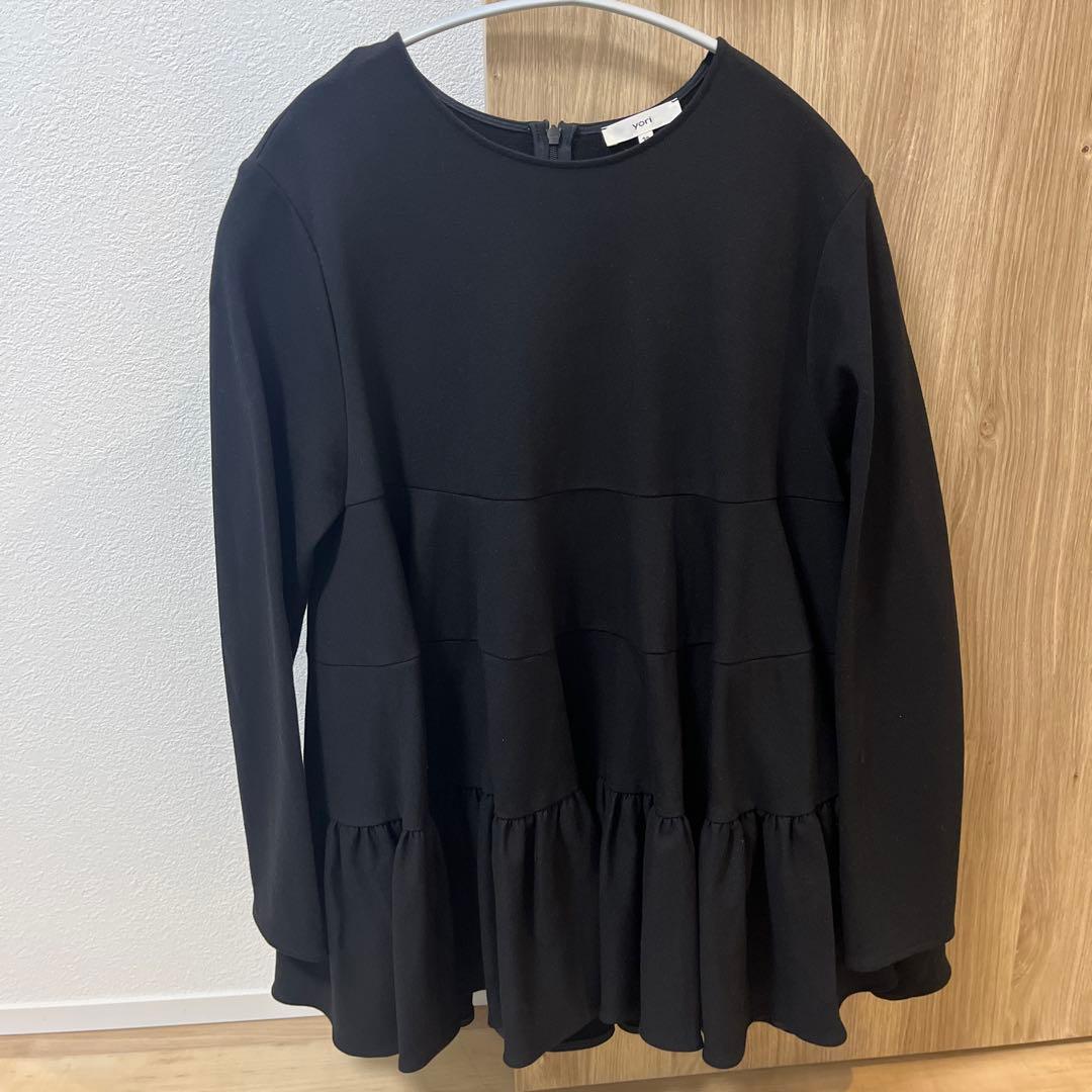 yori ぬくぬくティアードフリルブラウス 38 ブラック