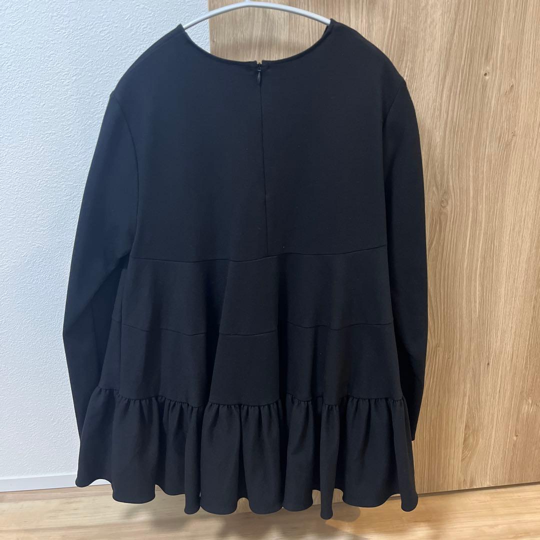 yori ぬくぬくティアードフリルブラウス 38 ブラック