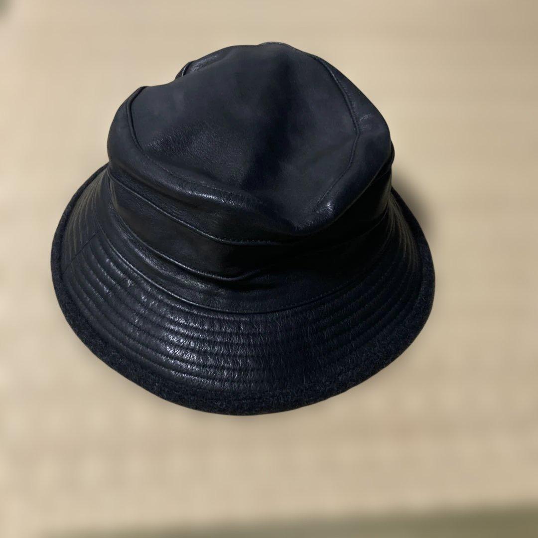 エルメス　レザーバケットハット