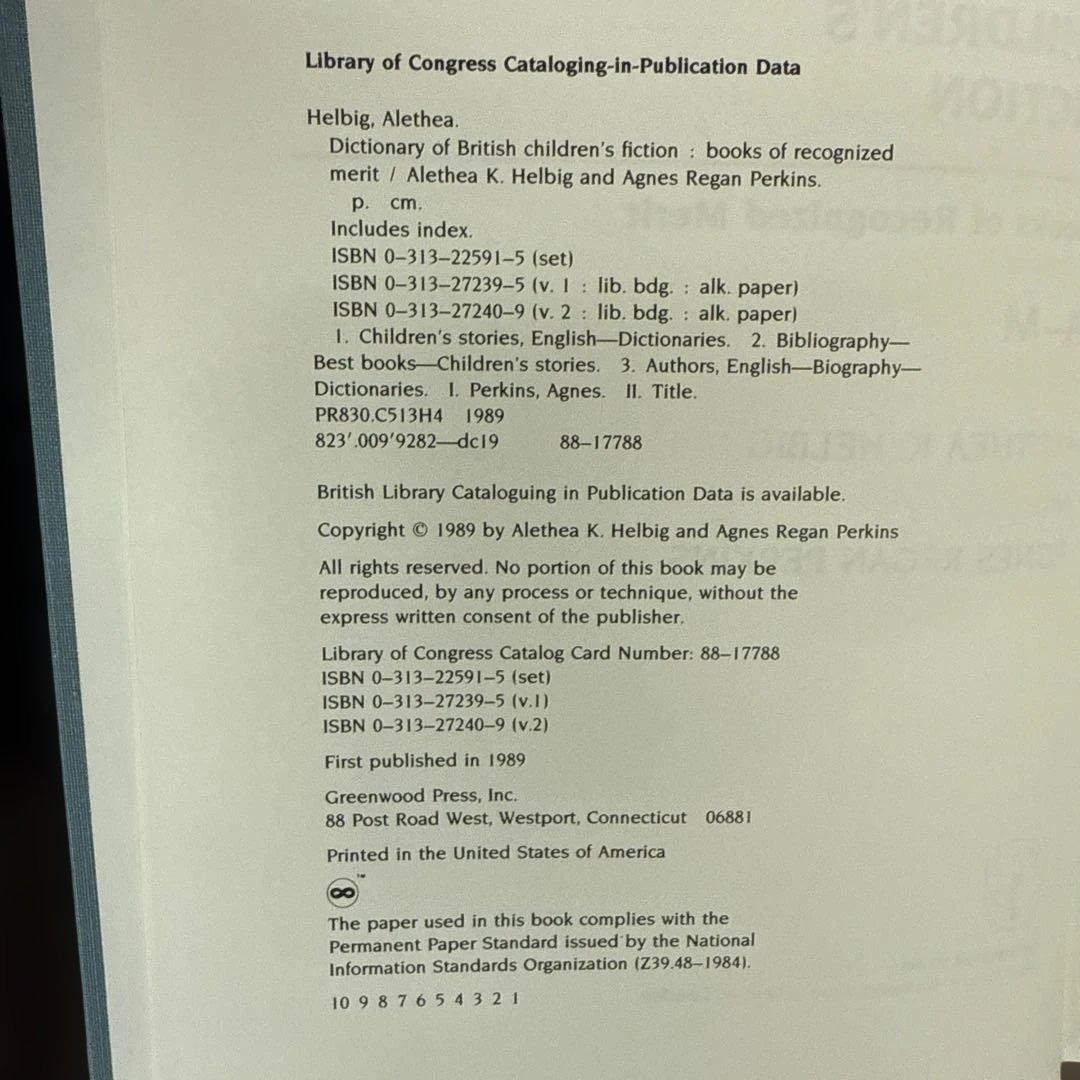 洋書 Dictionary of British Children's Fiction