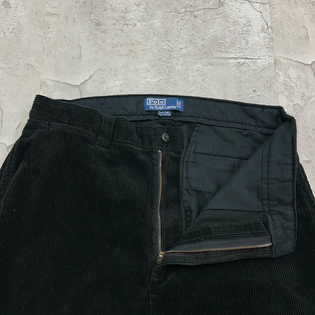 K*様 ラルフローレン　太畝　アメトラ　コーデュロイパンツ　古着　ブラック　W3