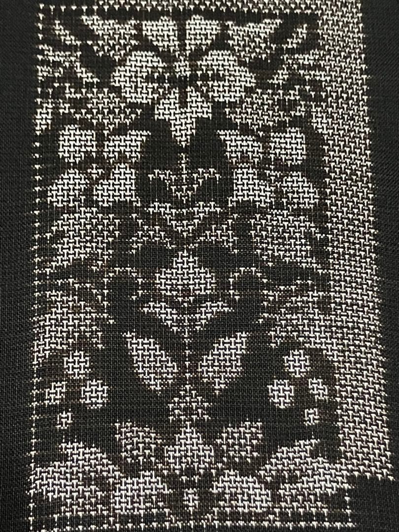 本場大島紬 地空き 経緯絣 小紋 正絹 短冊 花文 美品 イ6621