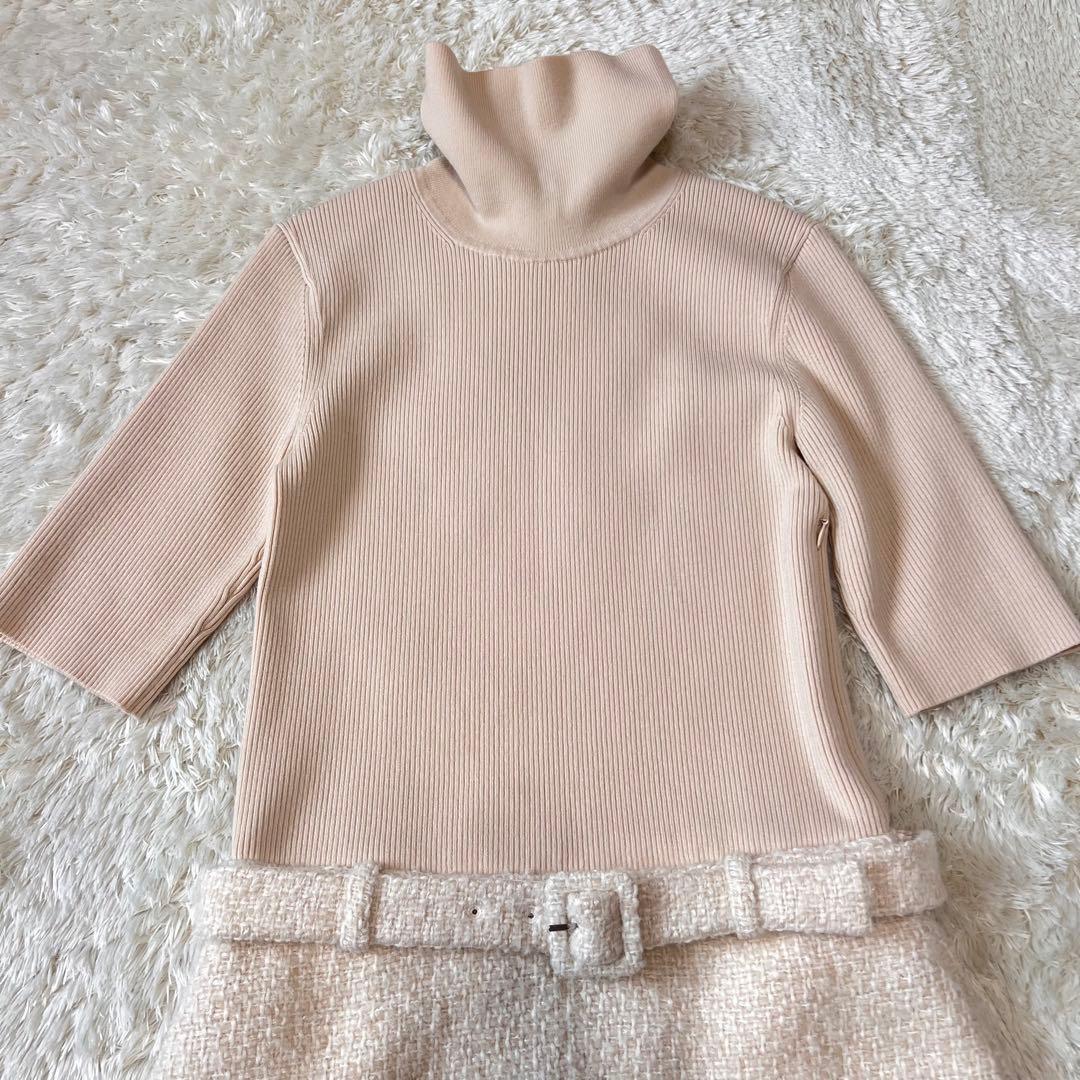 美品 Theory コンボドレス ニットドッキングワンピース ベージュ XS