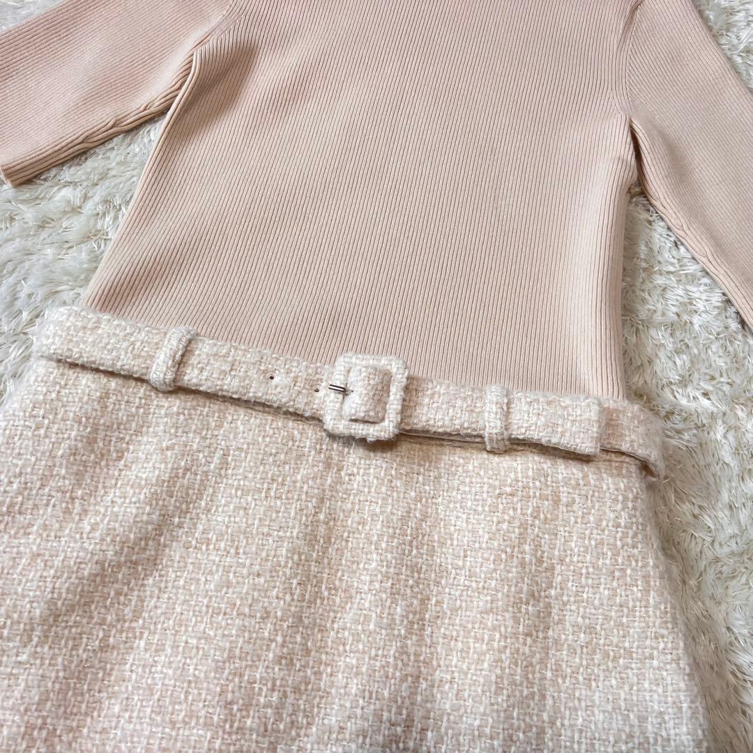 美品 Theory コンボドレス ニットドッキングワンピース ベージュ XS