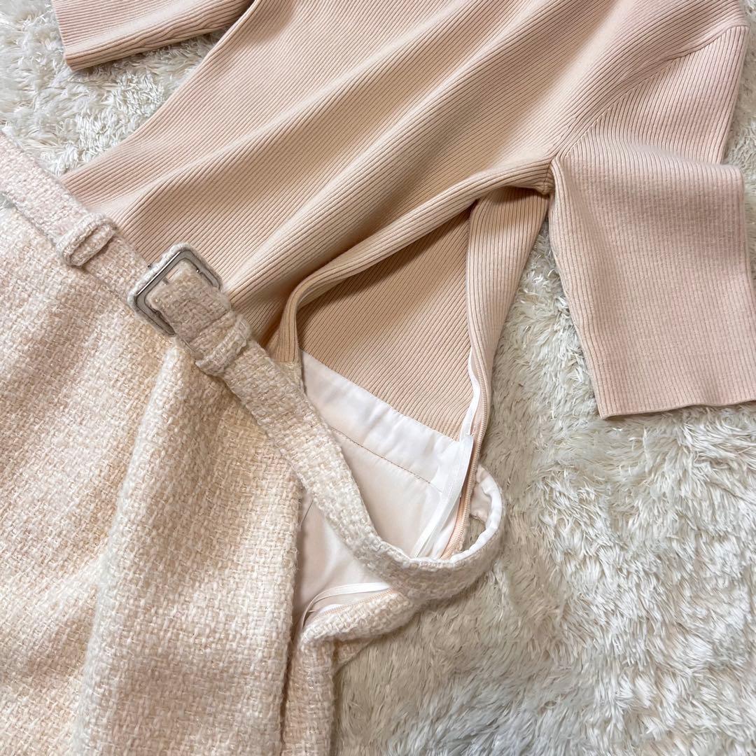 美品 Theory コンボドレス ニットドッキングワンピース ベージュ XS