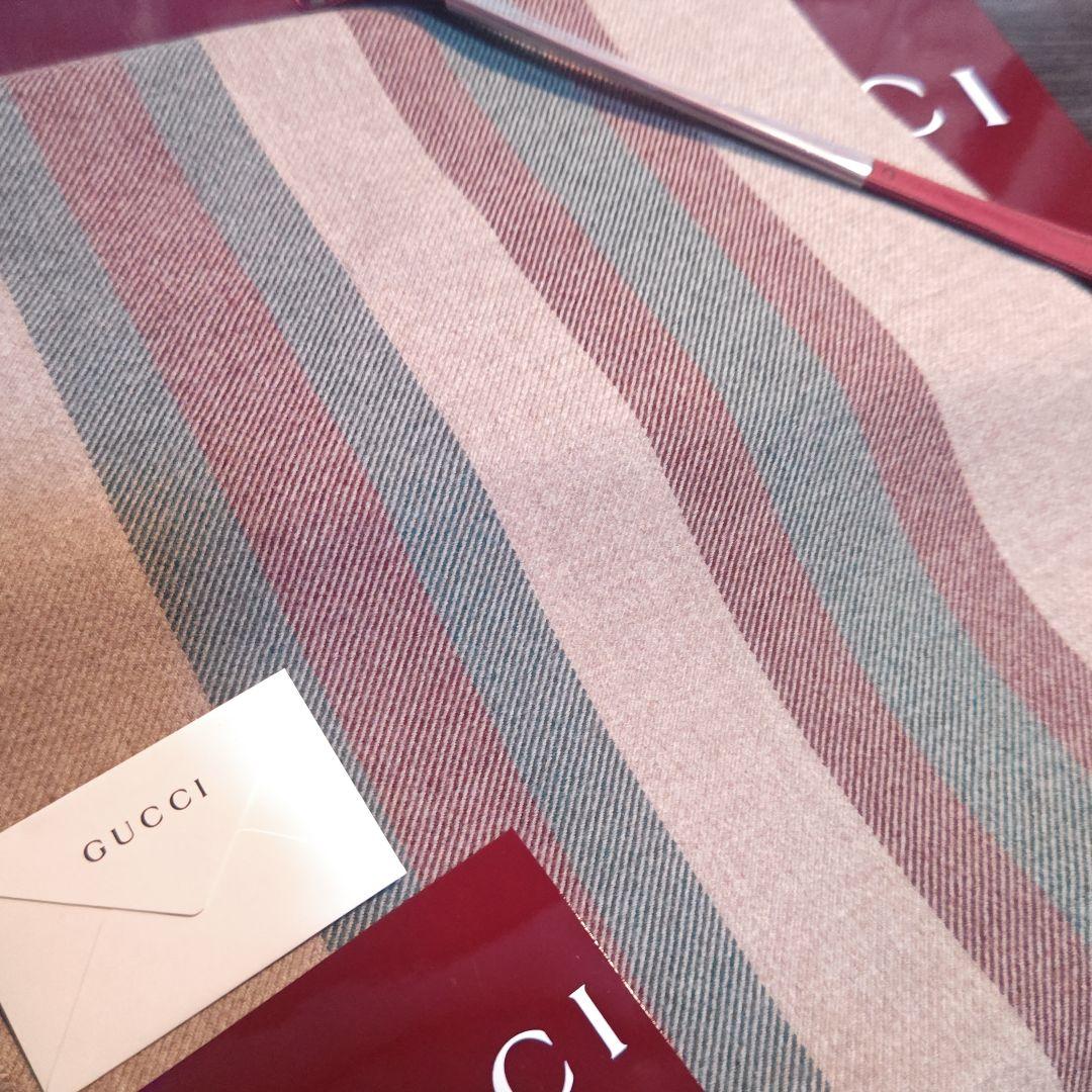 ❤極美品箱付き❤GUCCI マフラー ストール スカーフ❤ストライプ❤ベージュ