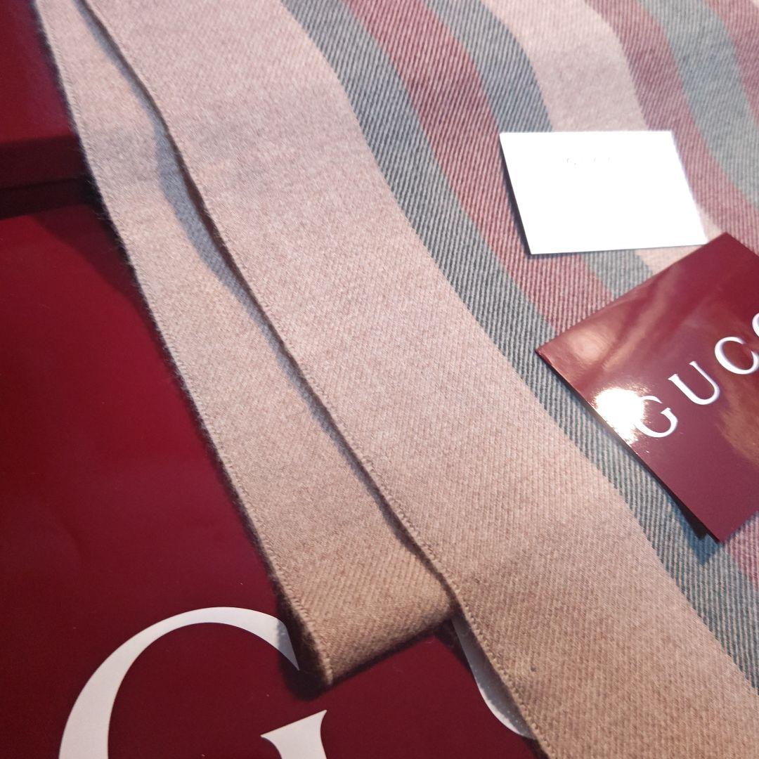 ❤極美品箱付き❤GUCCI マフラー ストール スカーフ❤ストライプ❤ベージュ