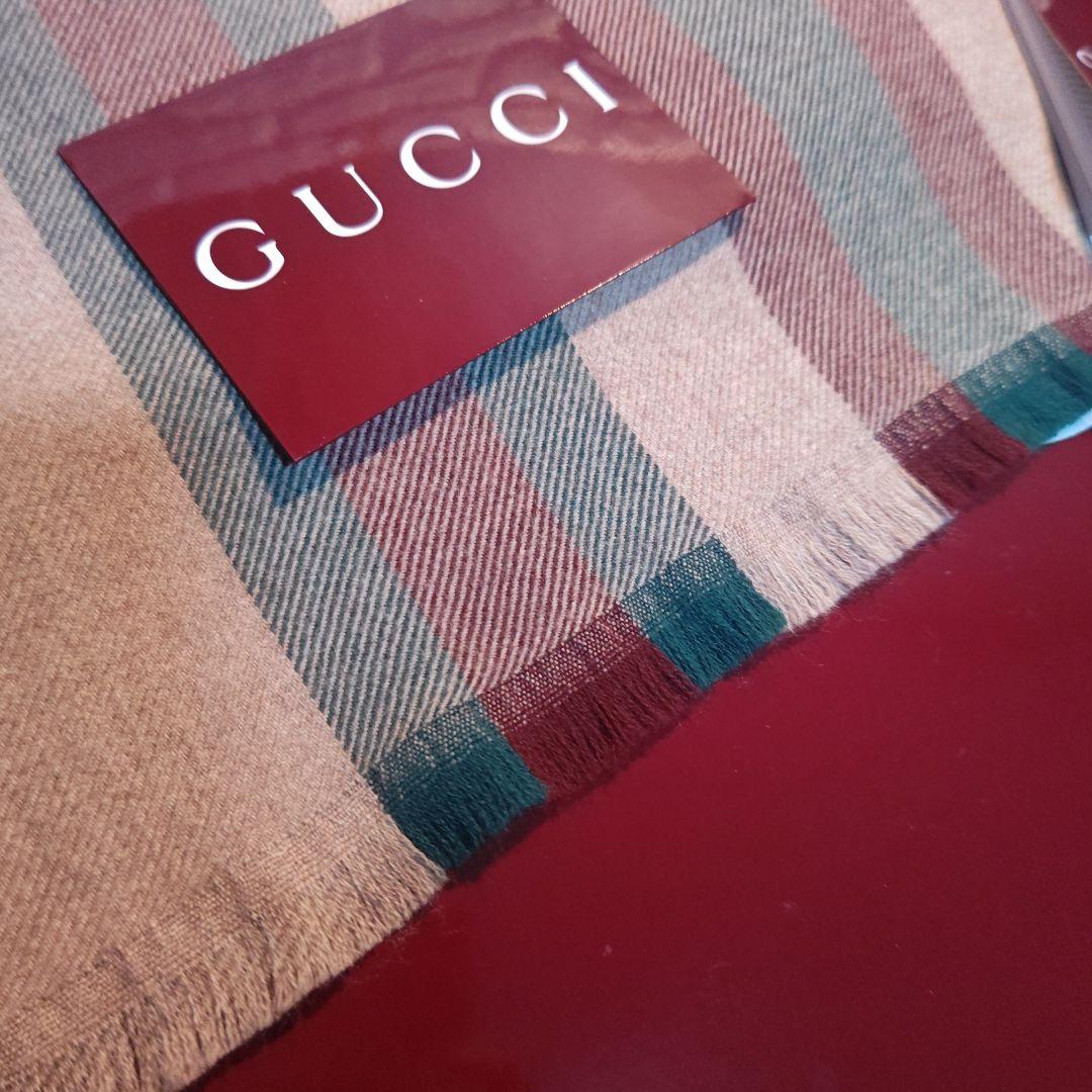❤極美品箱付き❤GUCCI マフラー ストール スカーフ❤ストライプ❤ベージュ