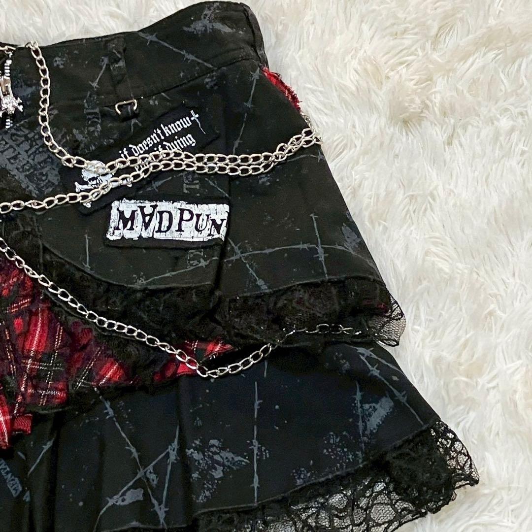 マッドパンクス マッドガールレース異素材切替え ゴシック ミニスカート　ゴスロリ