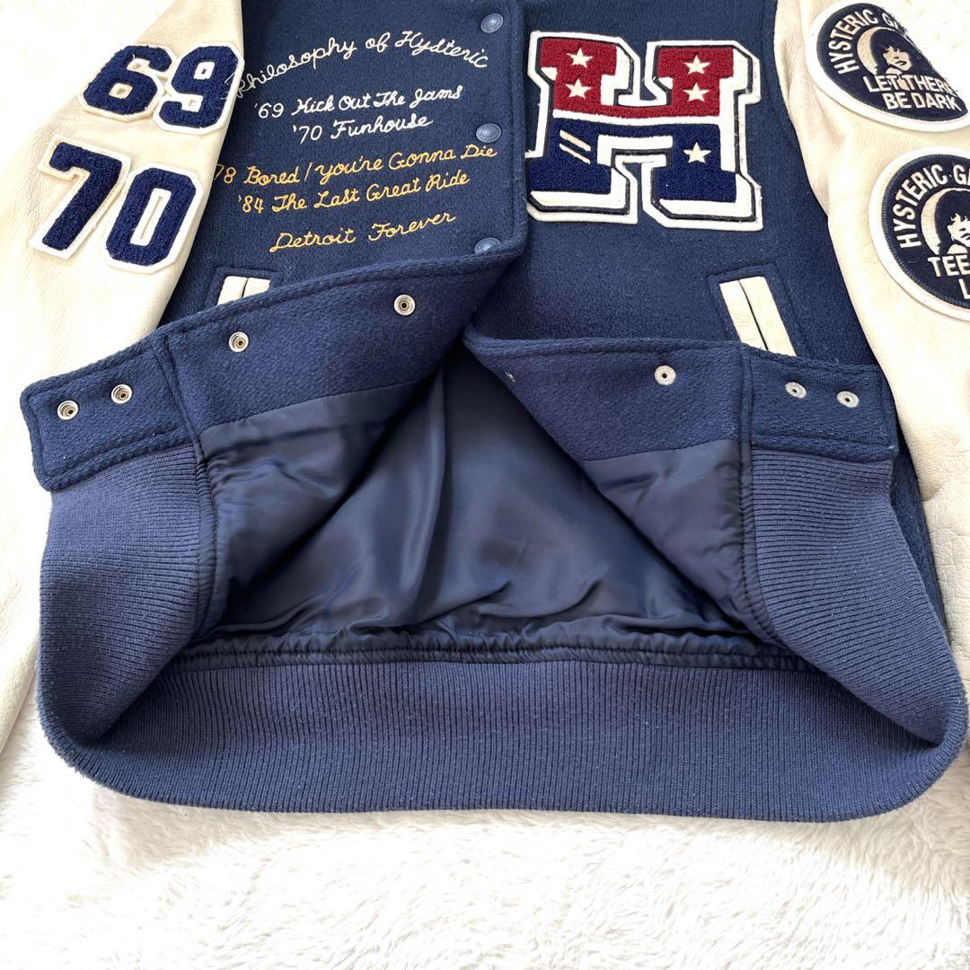 【希少】ヒステリックグラマー　スタジャン　サークルガール　切り替え　袖レザー　F