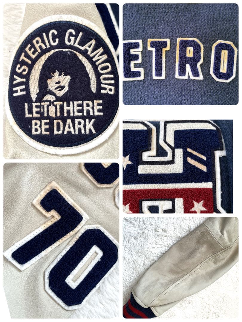 【希少】ヒステリックグラマー　スタジャン　サークルガール　切り替え　袖レザー　F