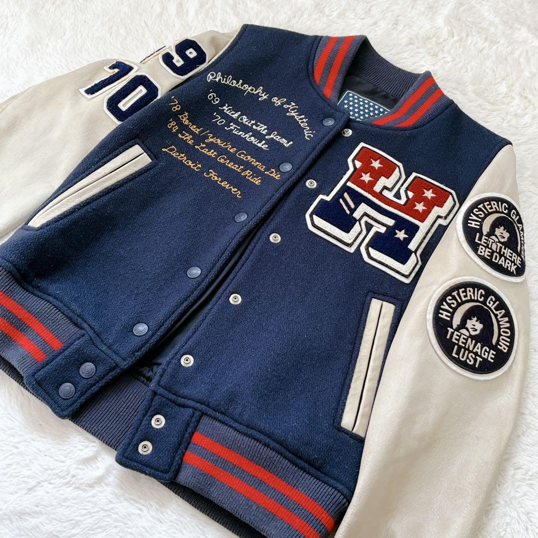 【希少】ヒステリックグラマー　スタジャン　サークルガール　切り替え　袖レザー　F