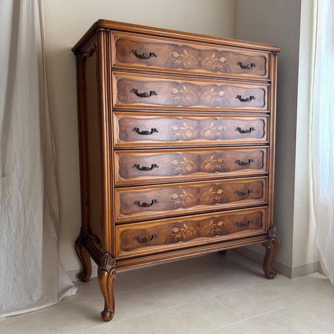 イタリア製　象嵌細工　チェスト　猫脚　アンティーク　ヨーロピアン　飾り棚　家具