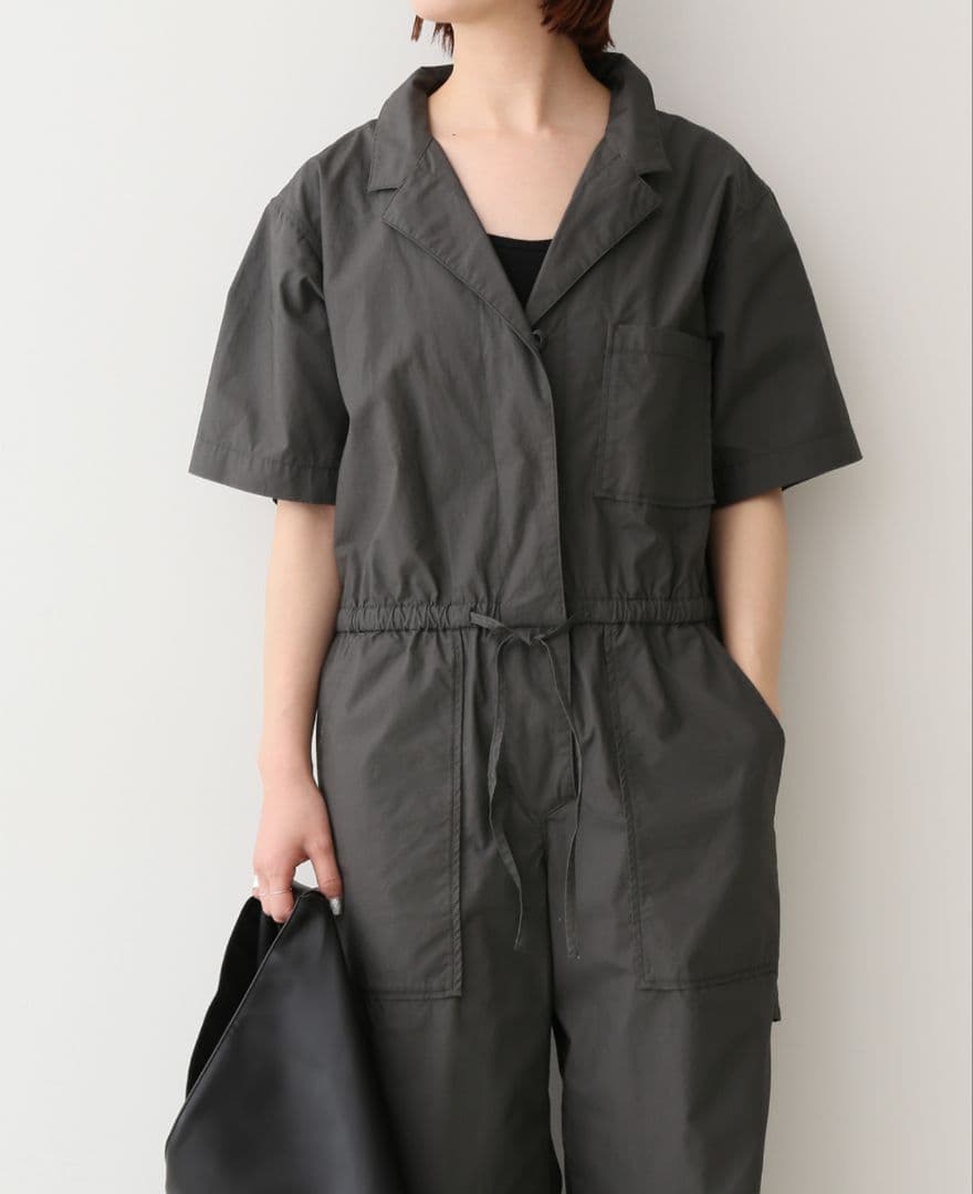 ✨未使用✨Spick＆Span　コットン 半袖ジャンプスーツ　ブラック　38