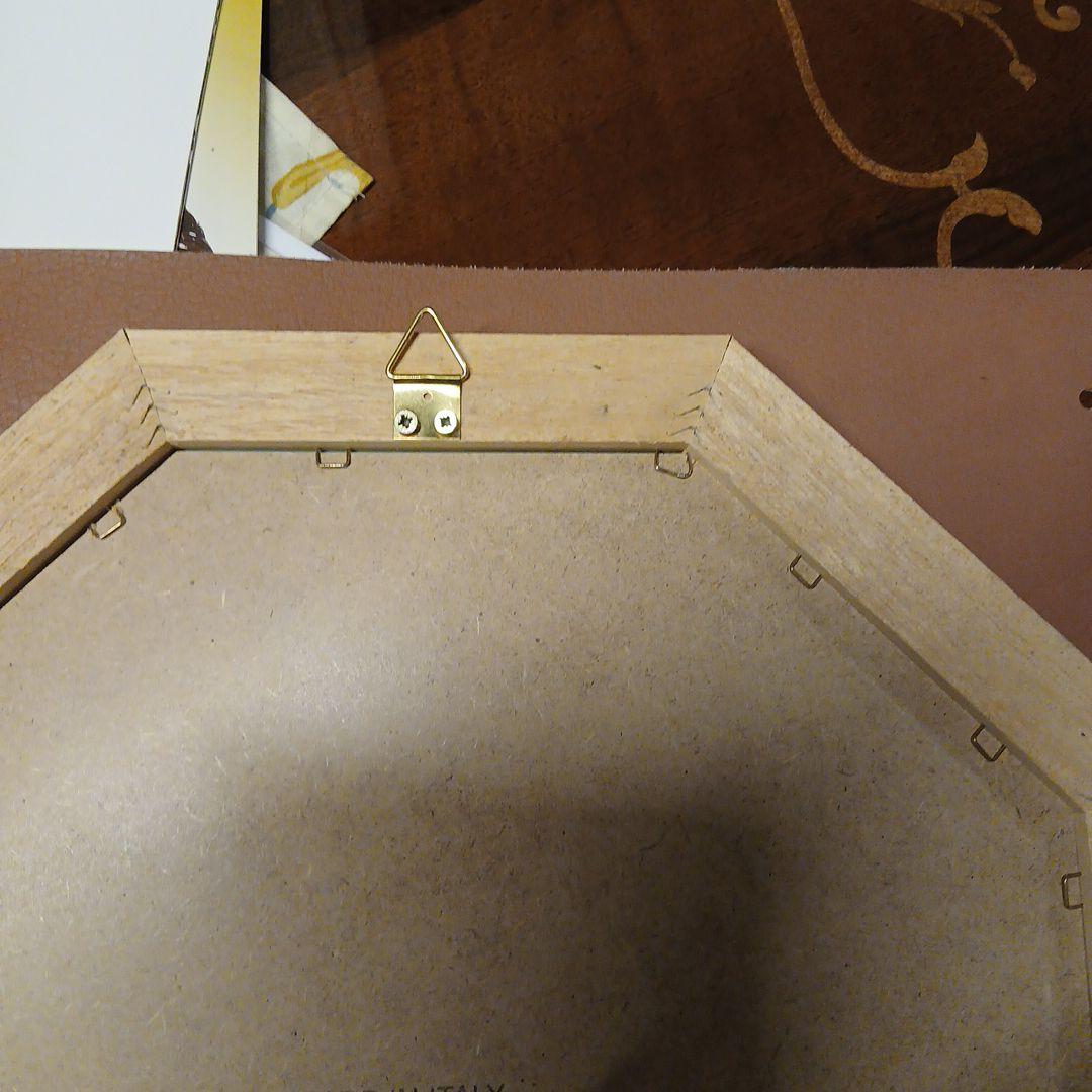 八角形の木製壁掛け鏡