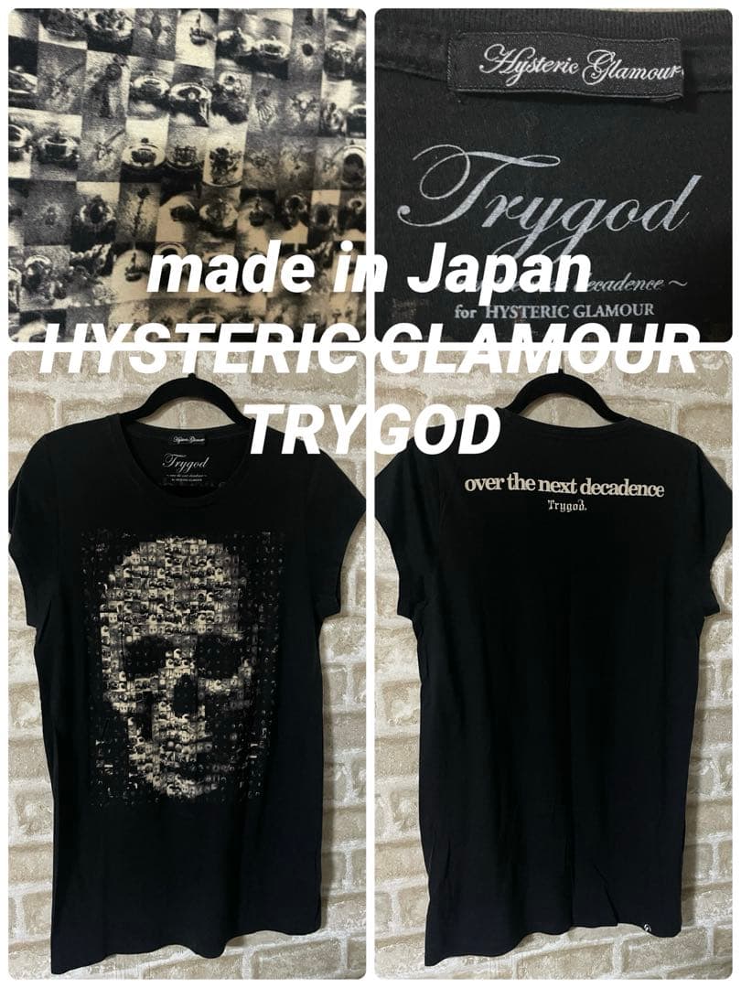 ヒステリックグラマー レディースF Tシャツ　TRYGOD別注　スカル　ドクロ