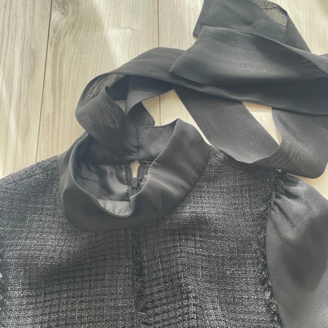 RUIRUE BOUTIQUE ミックスツイードコンビ・ロングナローワンピースM