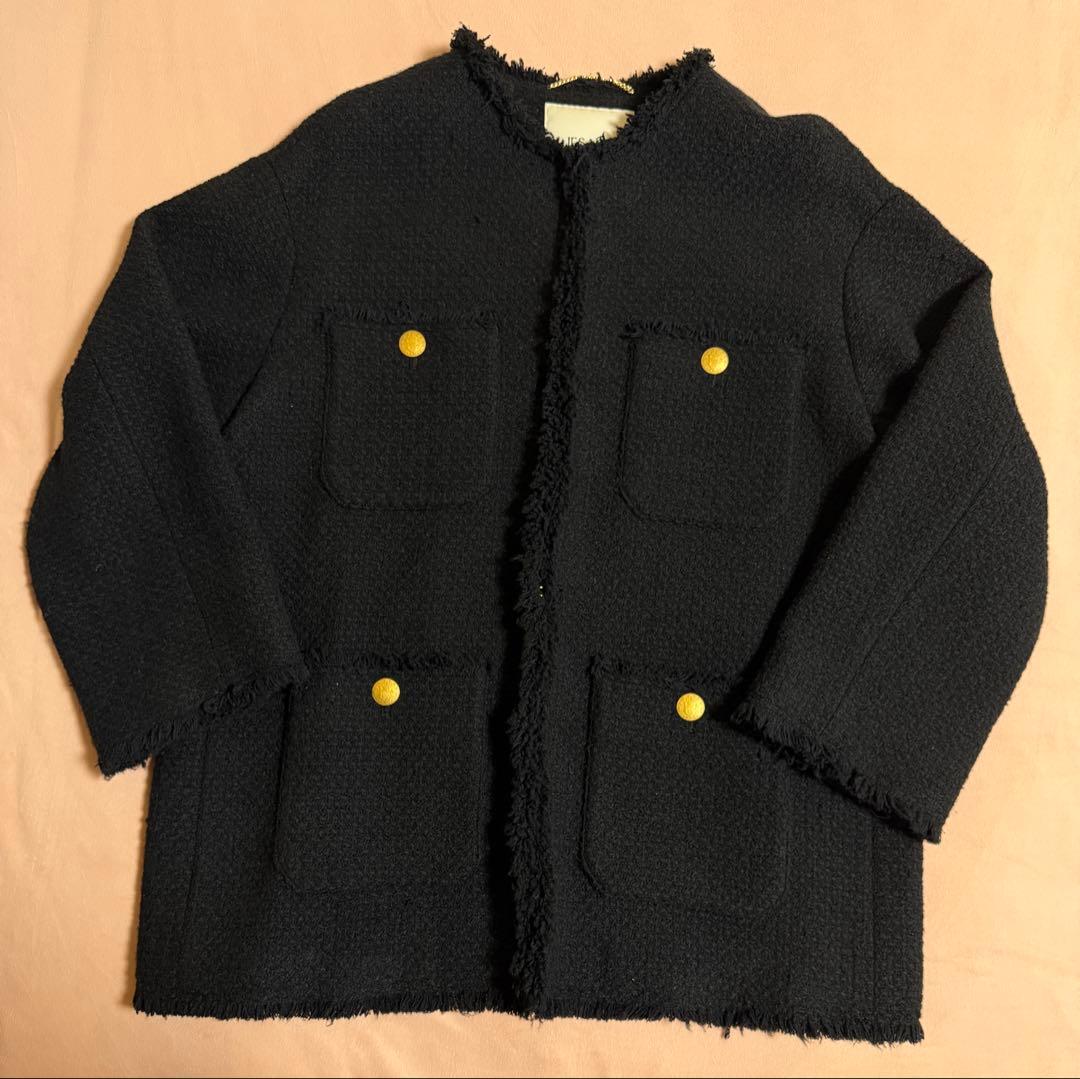 JOURNAL STANDARD L'ESSAGE ノーカラーツイードジャケット