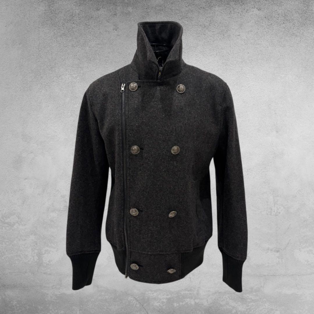 ナポレオンジャケット Pコート ウール グレー Lサイズ モード お兄系 y2k