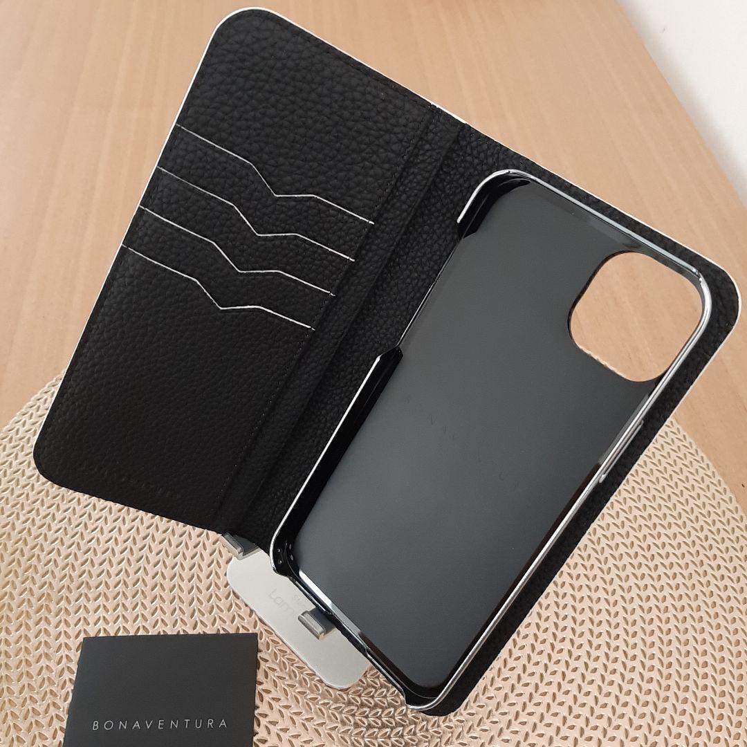 iPhone14Plusダイアリーケース　ブラック　シュリンクレザー