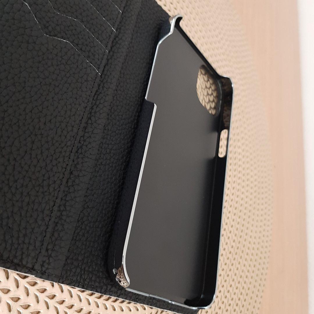 iPhone14Plusダイアリーケース　ブラック　シュリンクレザー