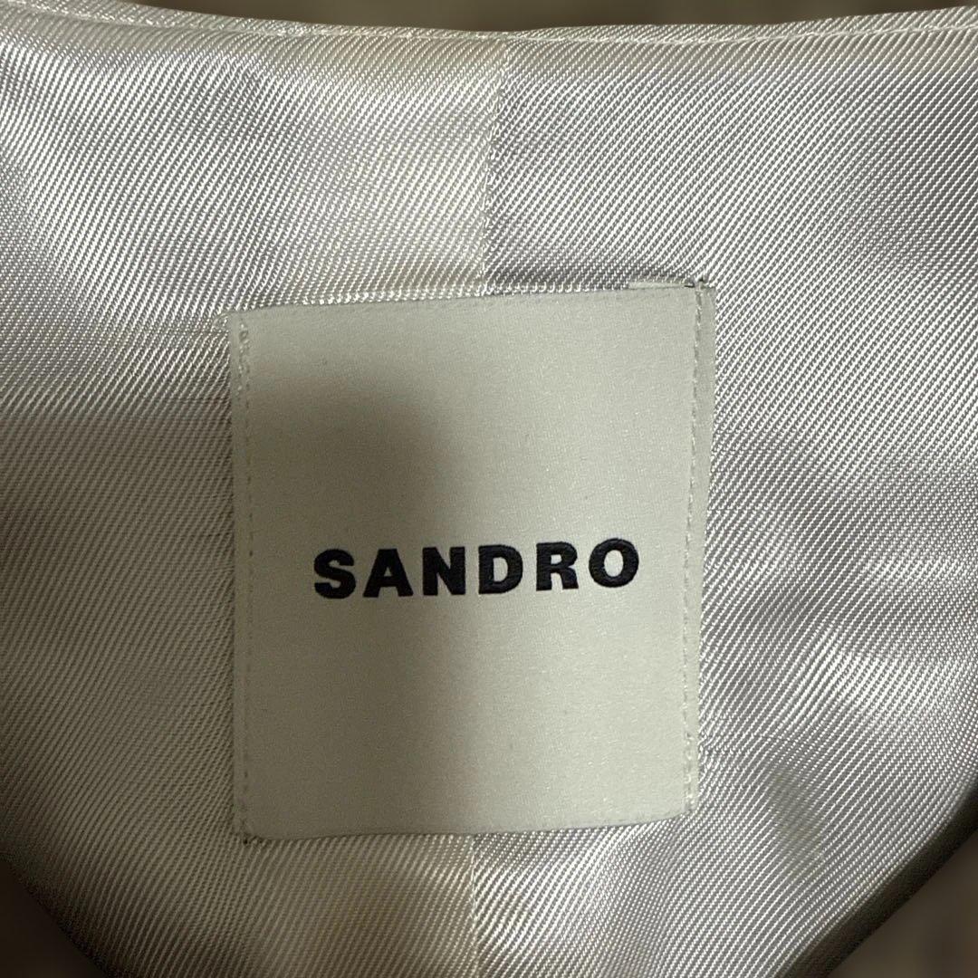新品未使用 SANDRO ノーカラーチェックジャケット ゴールドボタン