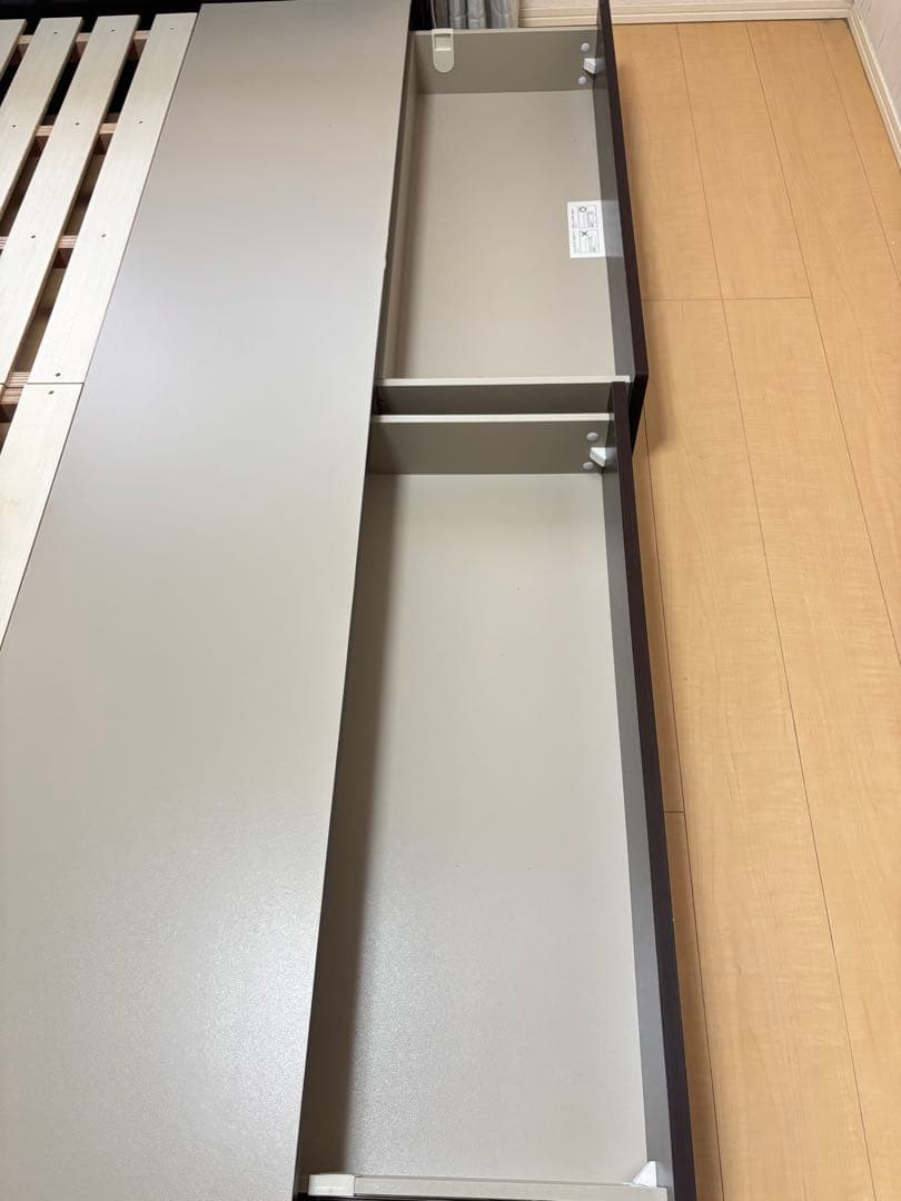 【もえか】セミダブルベッド 引き出し付き ダークブラウン