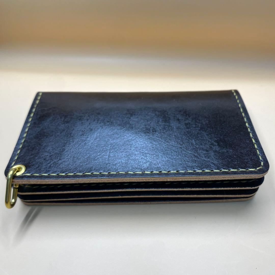 【値下】【無骨×上質】3層 丘染めブラック／ミドルトラッカーウォレットMTW