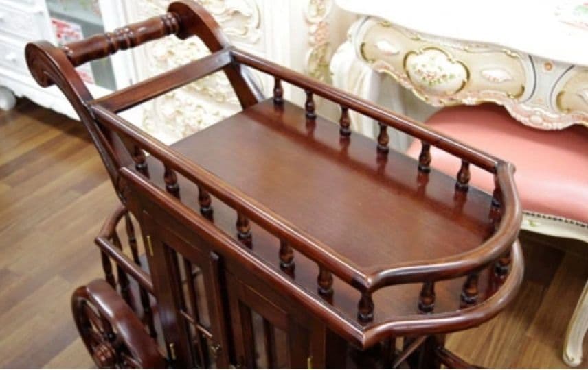 マホガニー　シンデレラワゴン　馬車　アンティーク　木製　家具　ブラウン　収納　棚