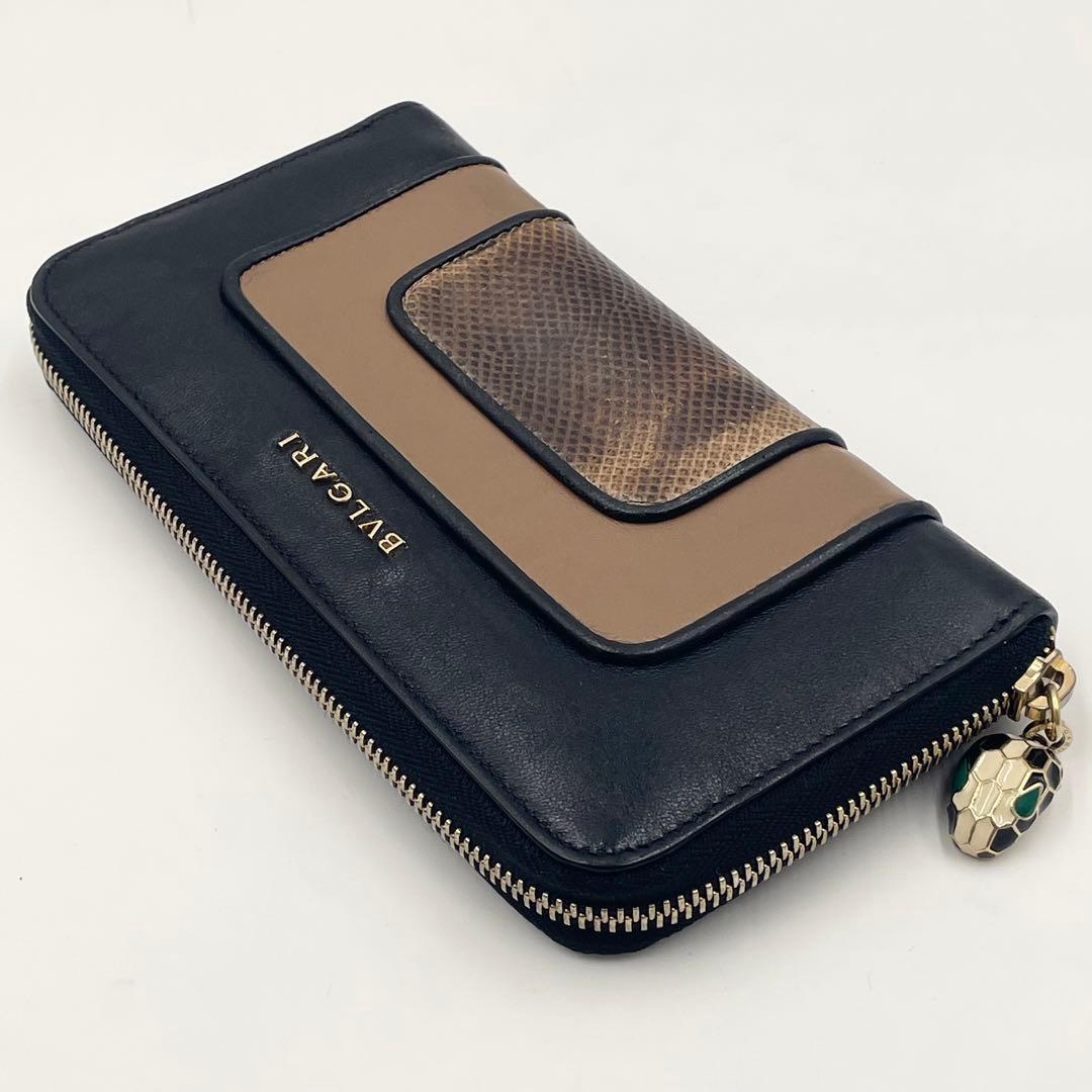 BVLGARIブルガリ 長財布 ラウンドジップ セルペンティ×パイソン スネーク