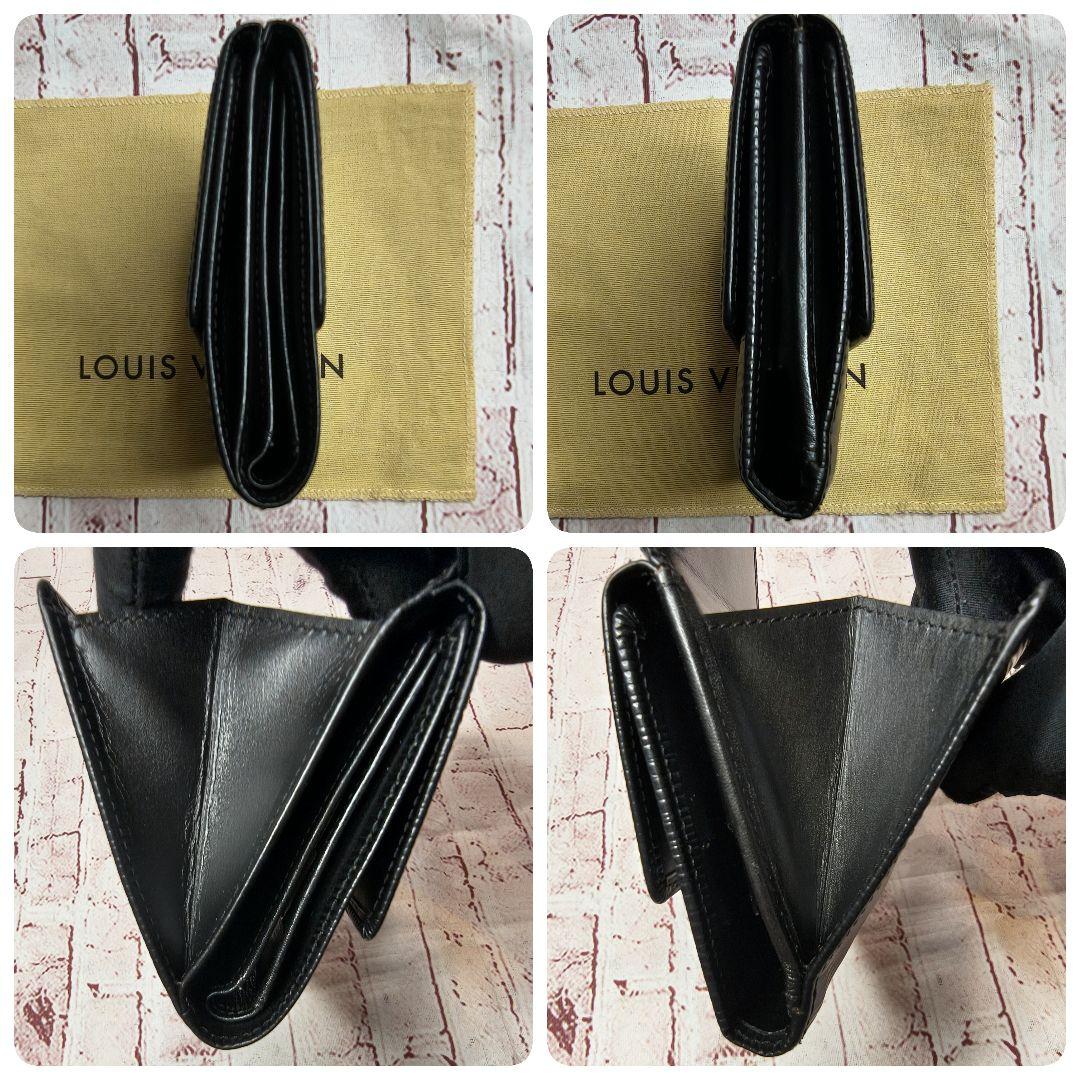 【美品】ルイヴィトン 二つ折り財布 エピ ポルトフォイユ Wホック／ブラック黒U