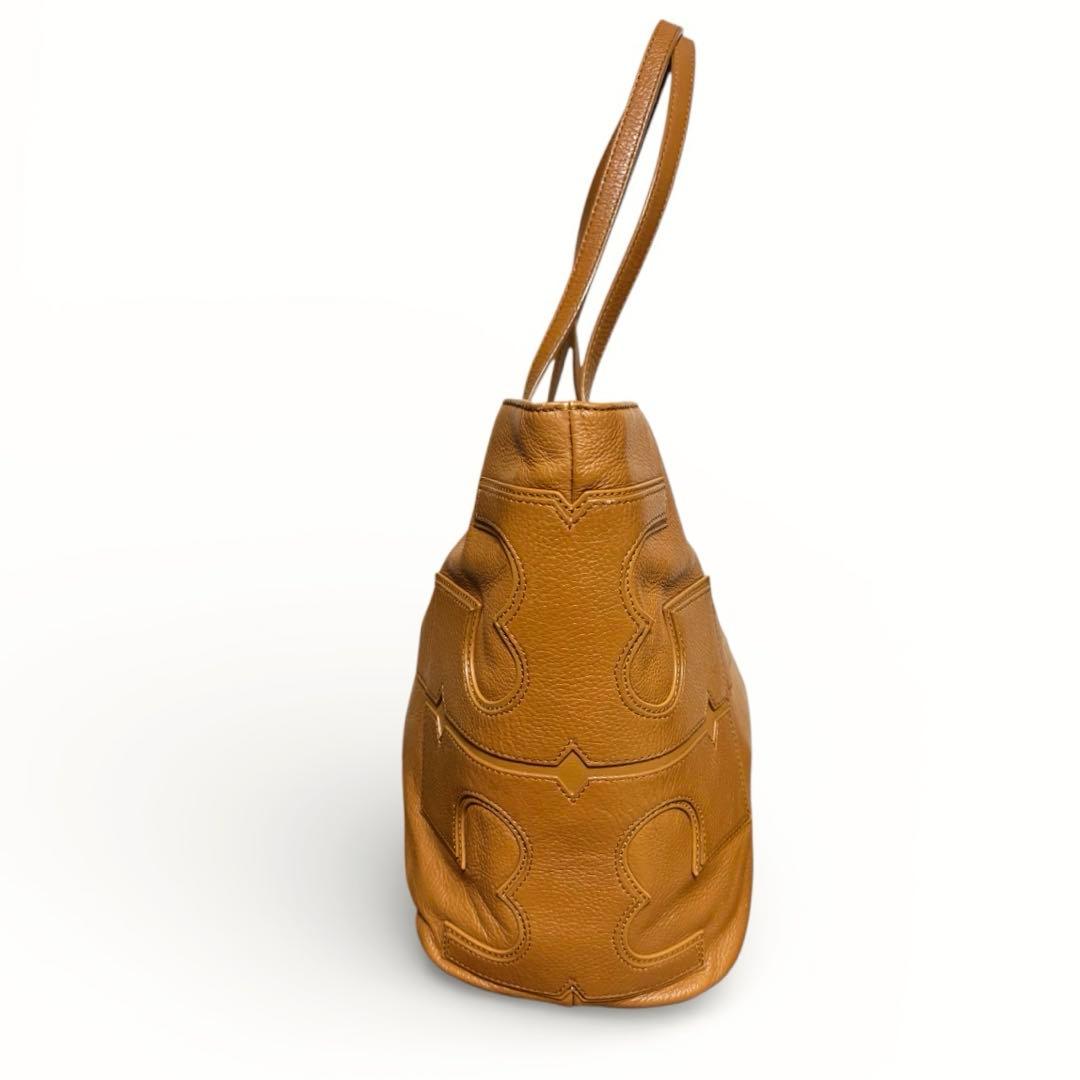 トリーバーチ キャメルブラウン シボ革 レザートートバッグ 大容量 軽量