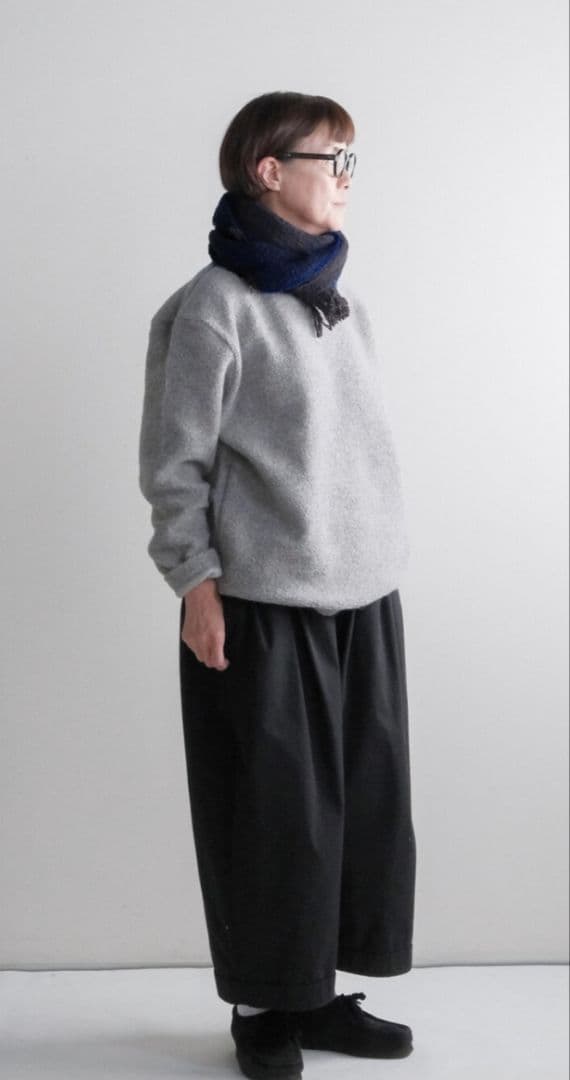 Suno＆Morrison　マフラーストール ダブルフェイス チャコールブルー