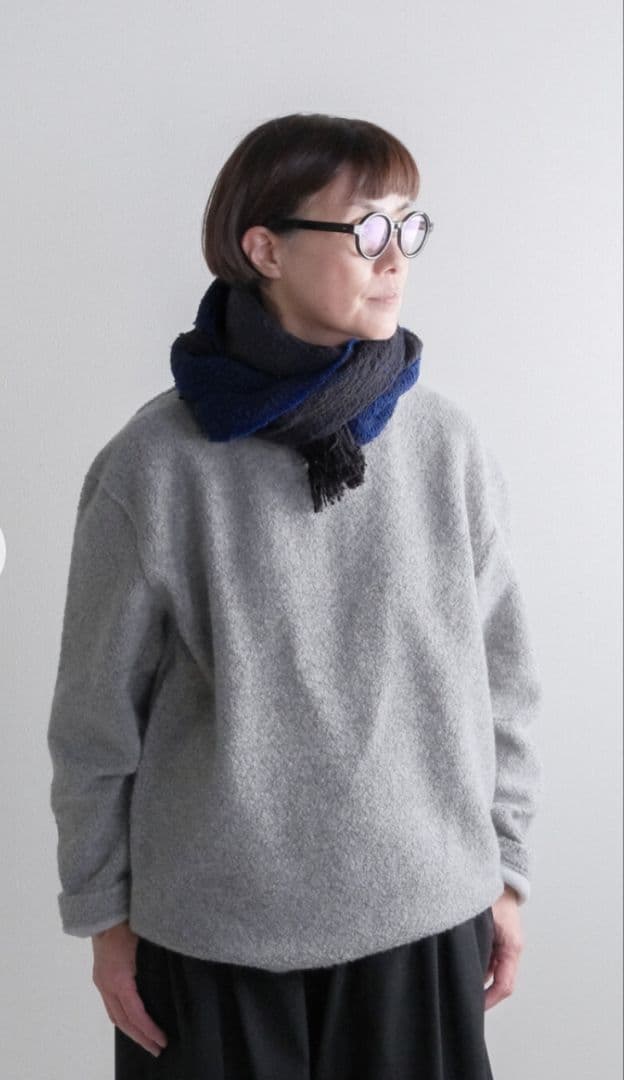 Suno＆Morrison　マフラーストール ダブルフェイス チャコールブルー