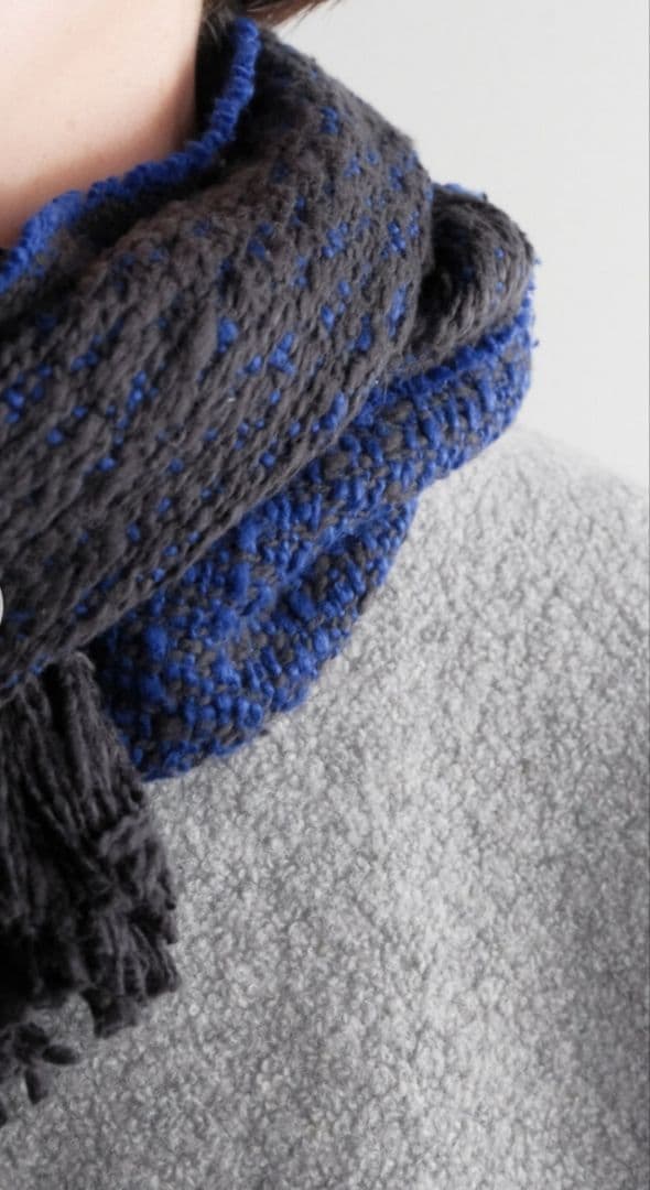 Suno＆Morrison　マフラーストール ダブルフェイス チャコールブルー