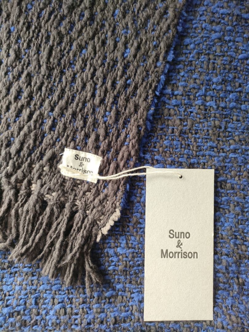 Suno＆Morrison　マフラーストール ダブルフェイス チャコールブルー