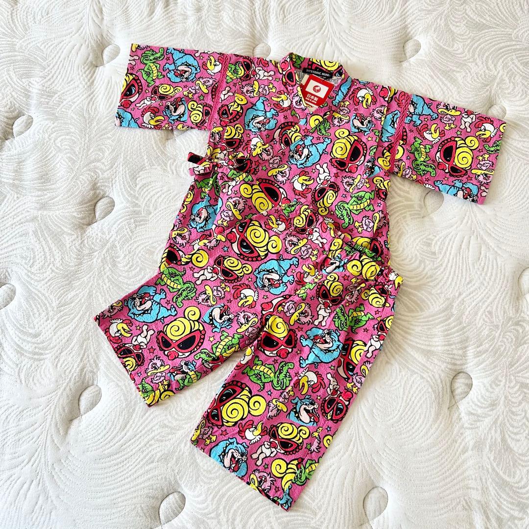 【 未使用 】 ヒスミニ 甚平 Lサイズ 120 130 cm タグ付き ピンク