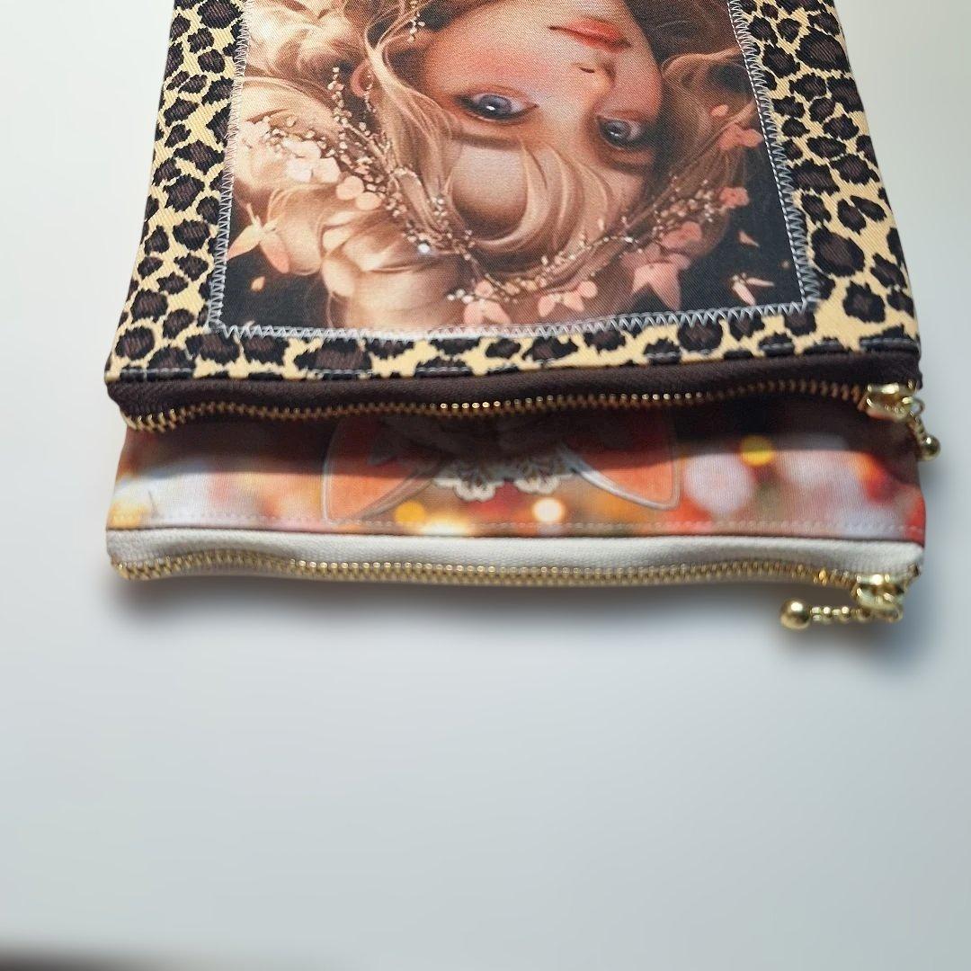 激レア女の子パネル生地　ハンドメイド　両面パネルフラットポーチ