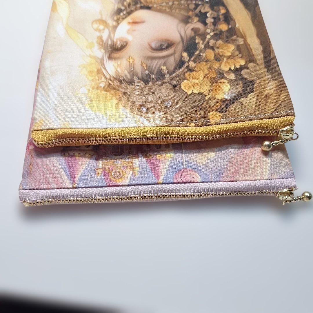 激レア女の子パネル生地　ハンドメイド　両面パネルフラットポーチ