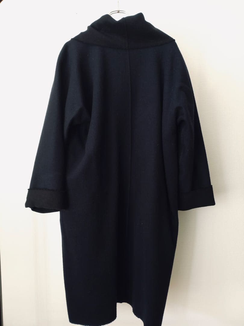 【美品】ウールリバーコート 濃紺×黒 サイズ2