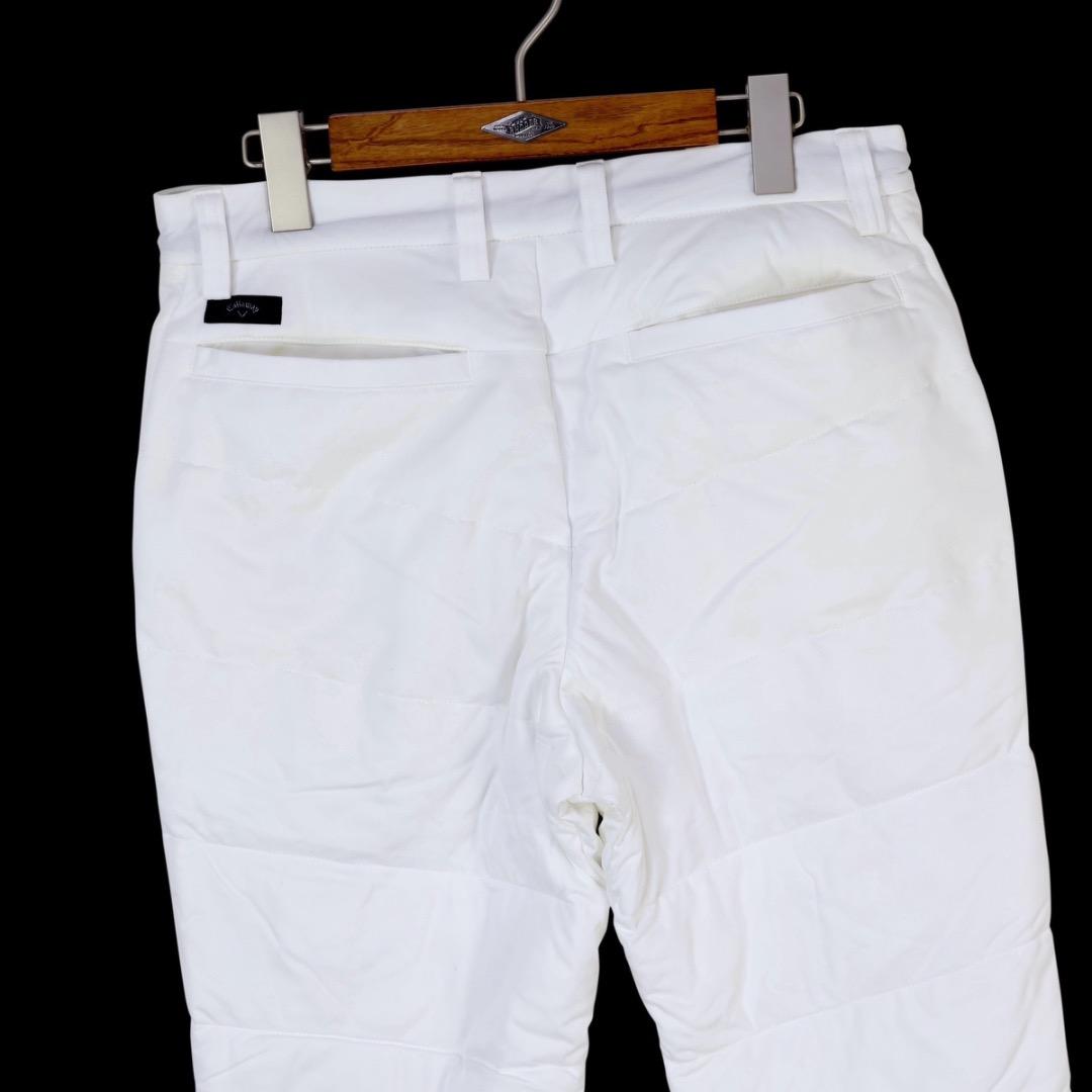 【4L】秋冬 キャロウェイ ゴルフ 保温 キルティング ストレッチ中綿 パンツ白